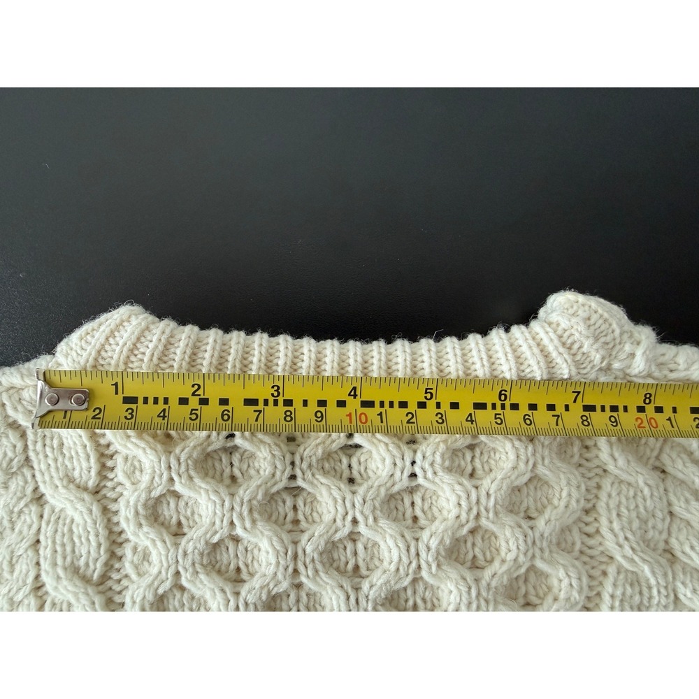 Aran Isles Knitwear Merino Wool Cable Knit Sweater Cream Made in Ireland XL - Picture 10 of 10